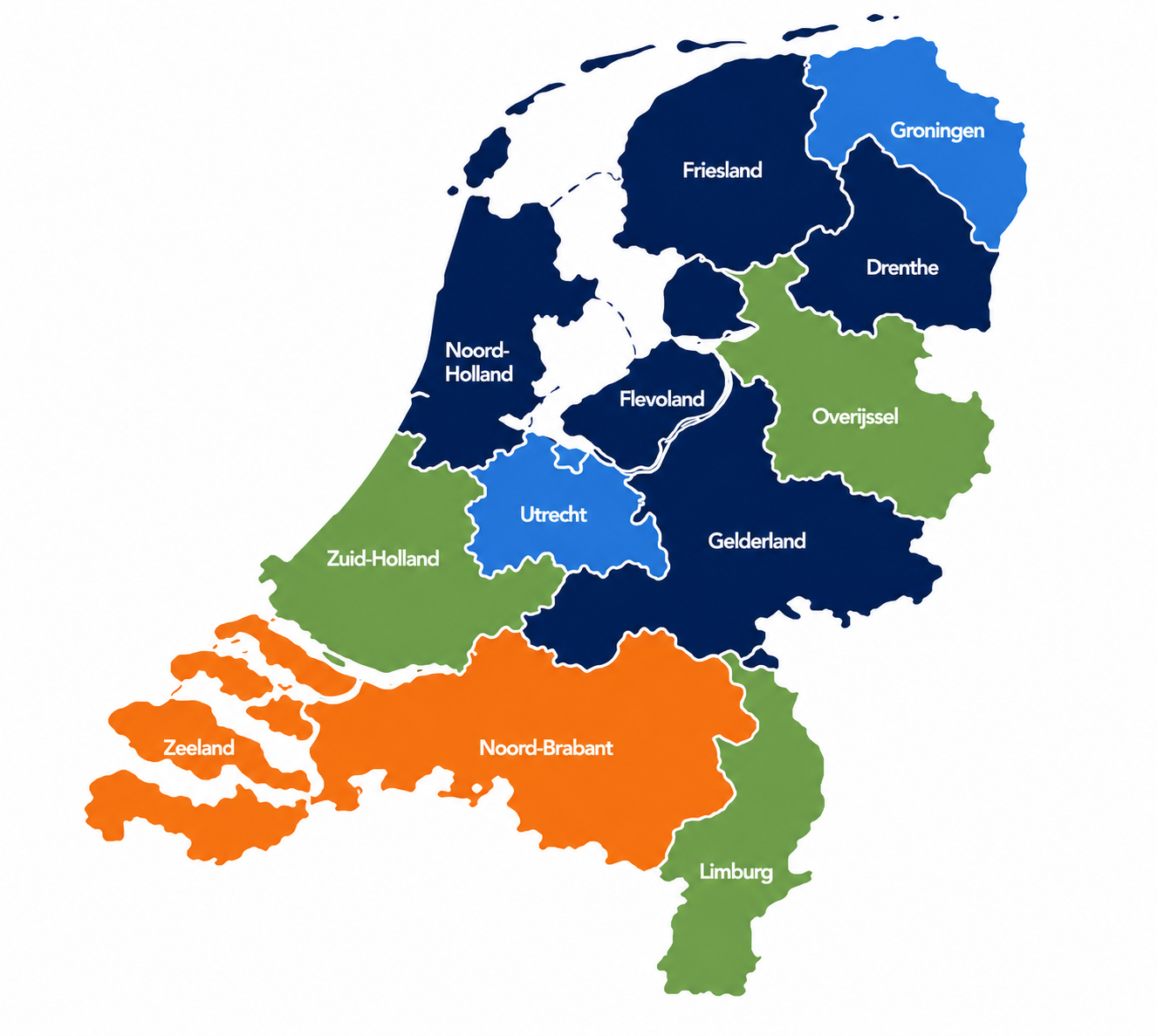 Kaart van Nederland met provincienamen